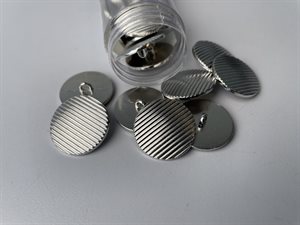 Metalknap - sølv med riller, 23 mm